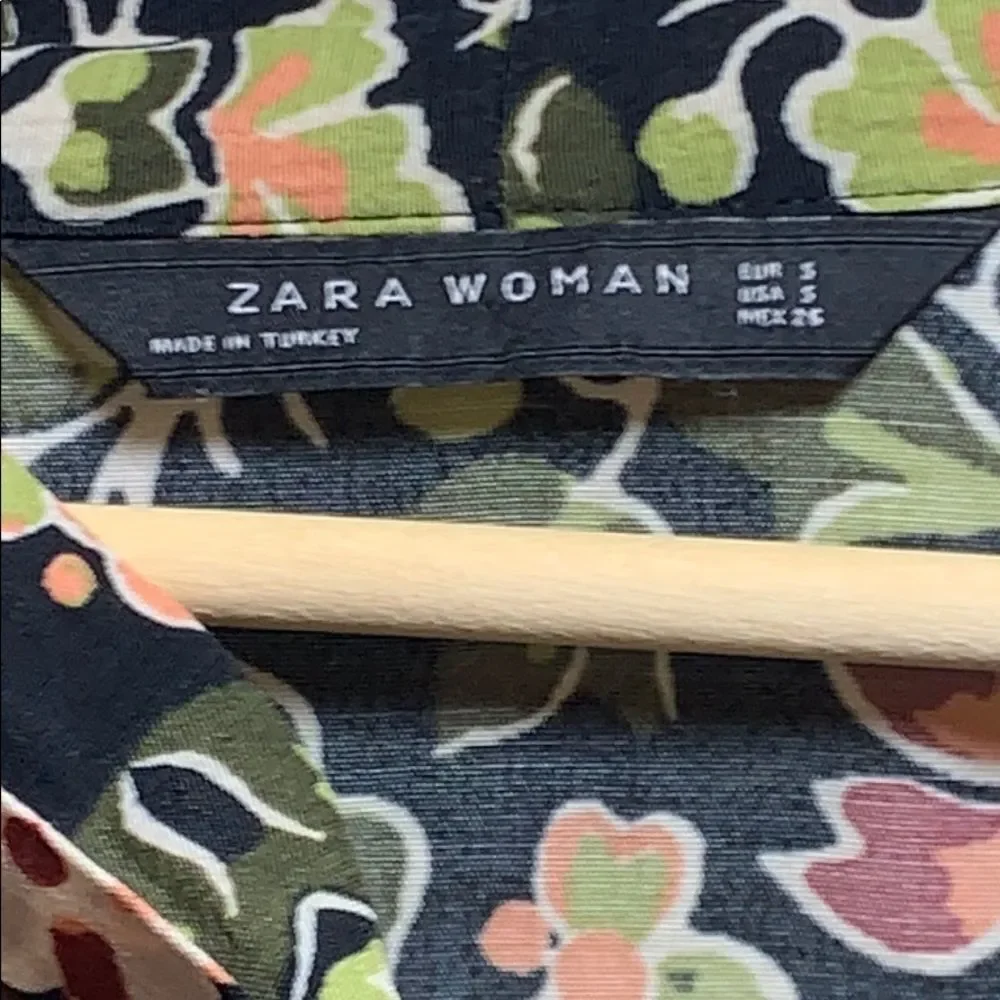 Zara‎ Woman Tie Neck Black Floral Dress Sz S
